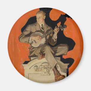 Aimant J.C. Leyendecker Joueur de banjo 1920 Art déco Art