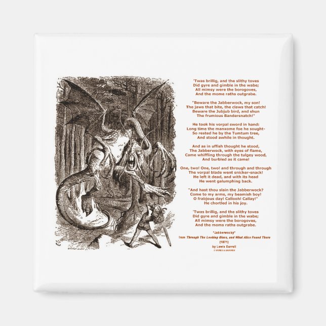 Aimant Jabberwocky Poem par Lewis Carroll (Devant)
