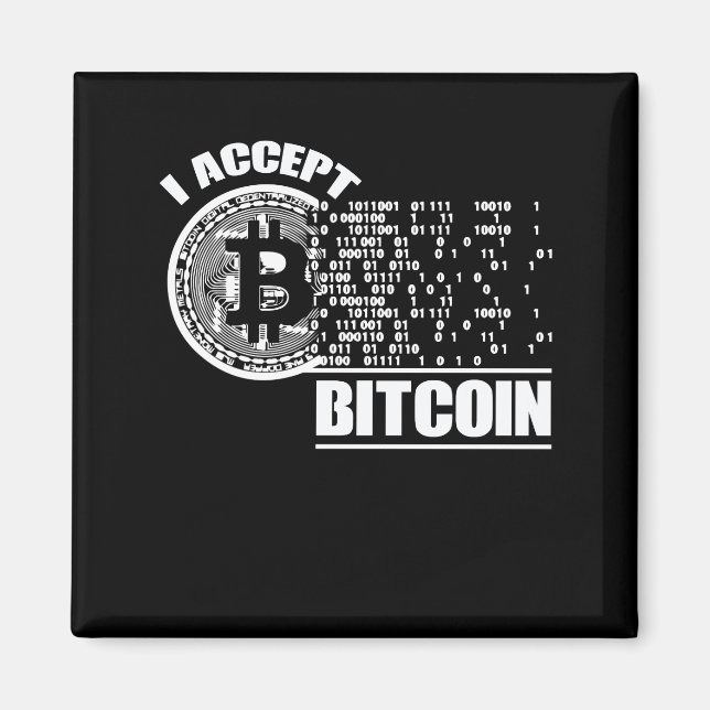 Aimant J'Accepte Bitcoin Crypto (Devant)