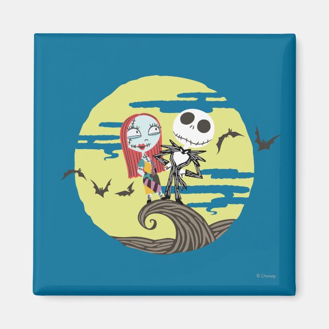 Aimant Jack et Sally | Lune mignonne (Devant)