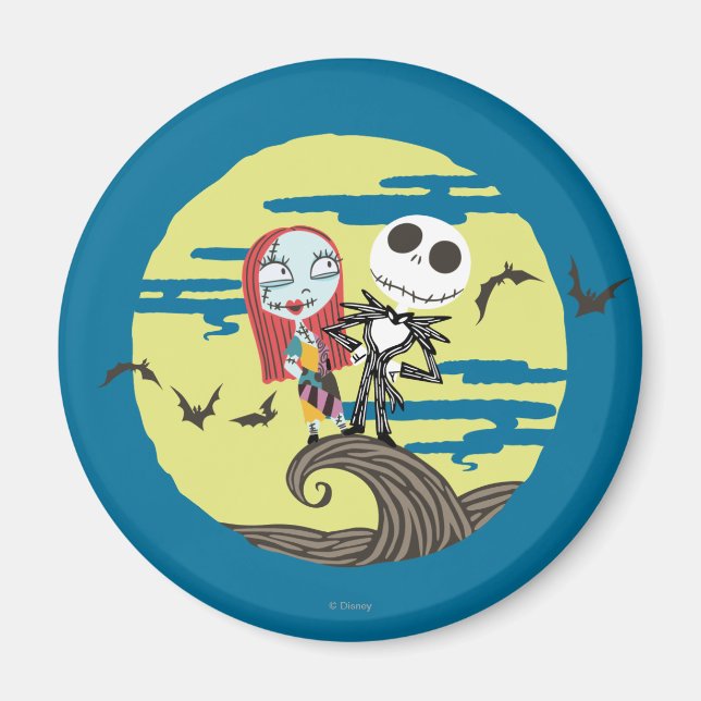 Aimant Jack et Sally | Lune mignonne (Devant)