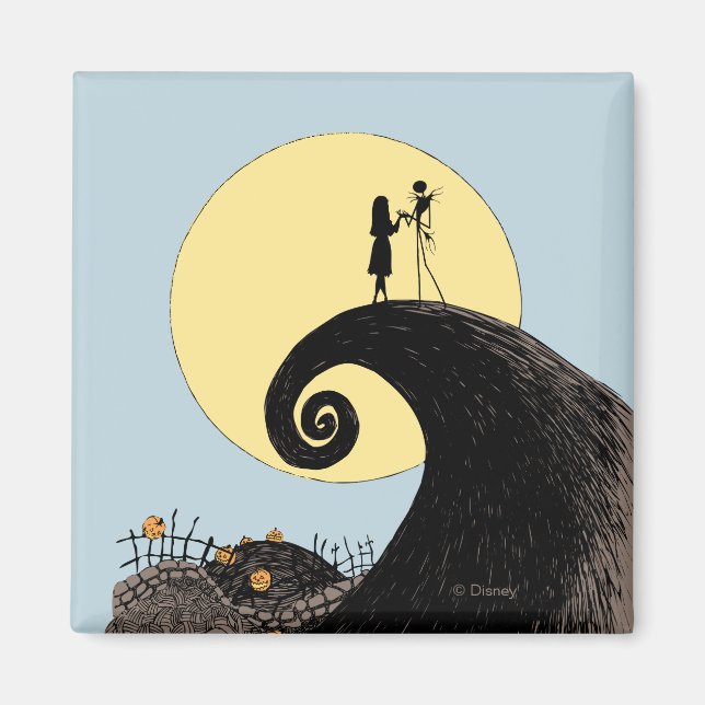Aimant Jack et Sally | Silhouette de lune (Devant)