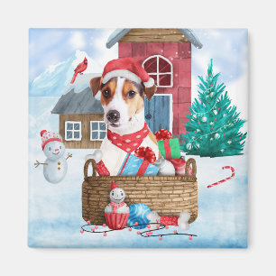Aimant Jack Russell Chien dans la neige Maison de chien d