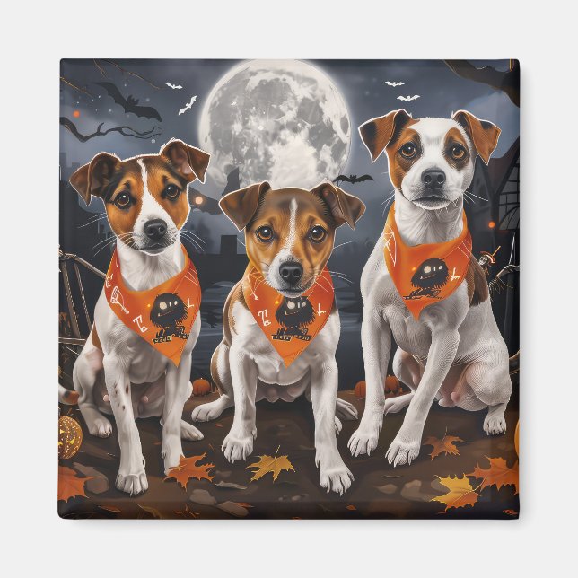 Aimant Jack Russell Halloween Éffrayant (Devant)