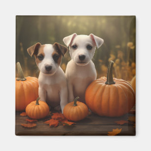 Aimant Jack Russell Puppy Automne Citrouille de plaisir