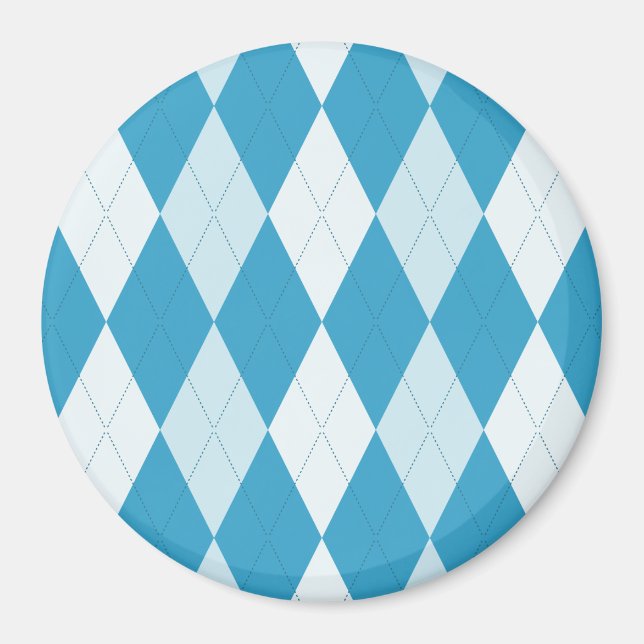 Aimant Jacquard bleu Peacock Petite forme diamant (Devant)