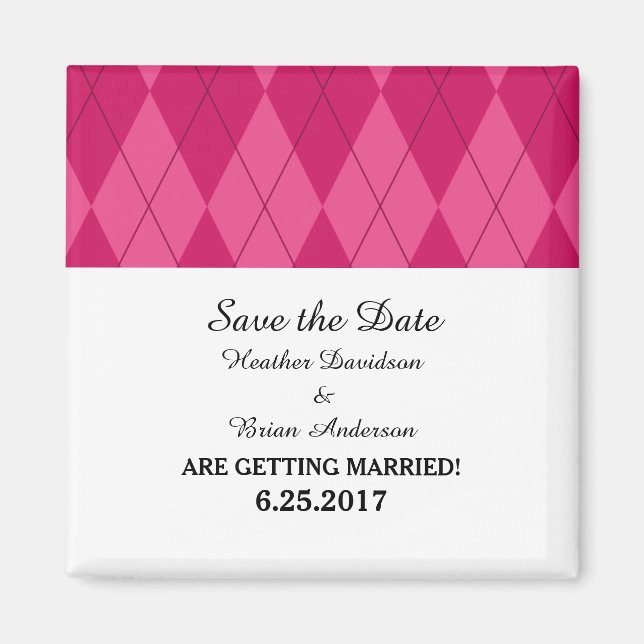 Aimant Jacquard rose Enregistrer l'aimant de date (Devant)