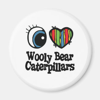 Aimant J'adore (Cœur) les Chenilles de Wooly Bear