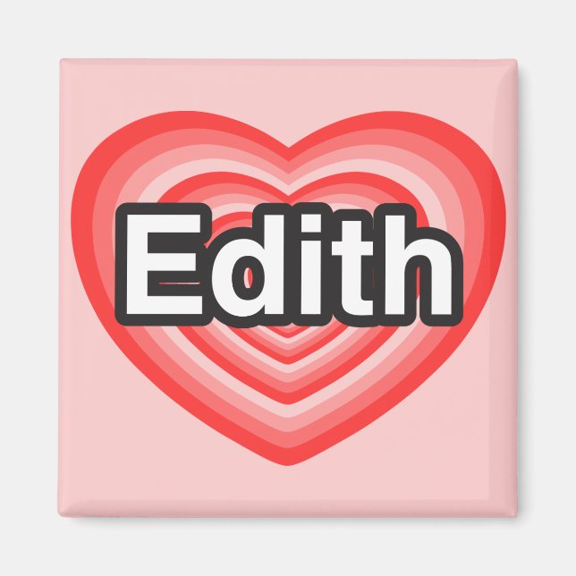 Aimant J'adore Edith. Je t'aime Edith. Cœur (Devant)