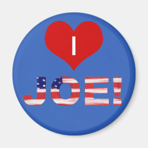 Aimant J'adore JOE! Sur fond bleu avec drapeau