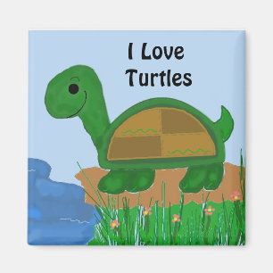 Aimant J'adore le design de tortues