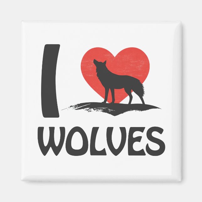 Aimant J'adore les loups (Devant)