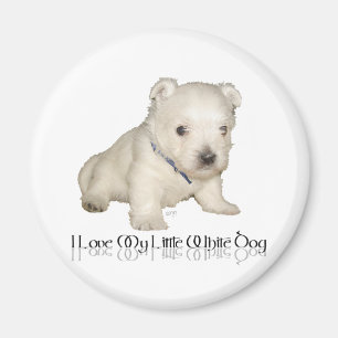 Aimant J'adore mon petit chien blanc - chiot Westie