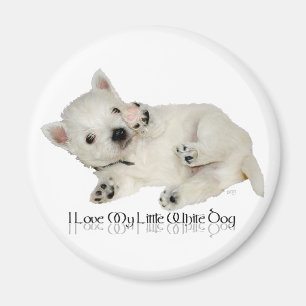 Aimant J'adore mon petit chien blanc - chiot Westie