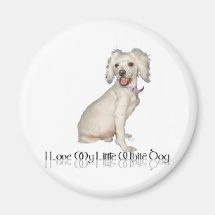 Aimant J'adore mon petit chien blanc - Mélange Caniche /