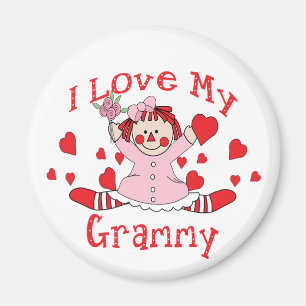 Aimant J'adore My Grammy Rag Doll & Hearts