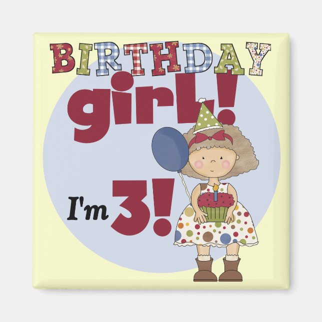 Aimant J'ai 3 Tshirts et cadeaux pour filles d'anniversai (Devant)