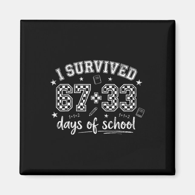 Aimant J'ai survécu 67 33 jours d'école Prof de maths drô (Devant)