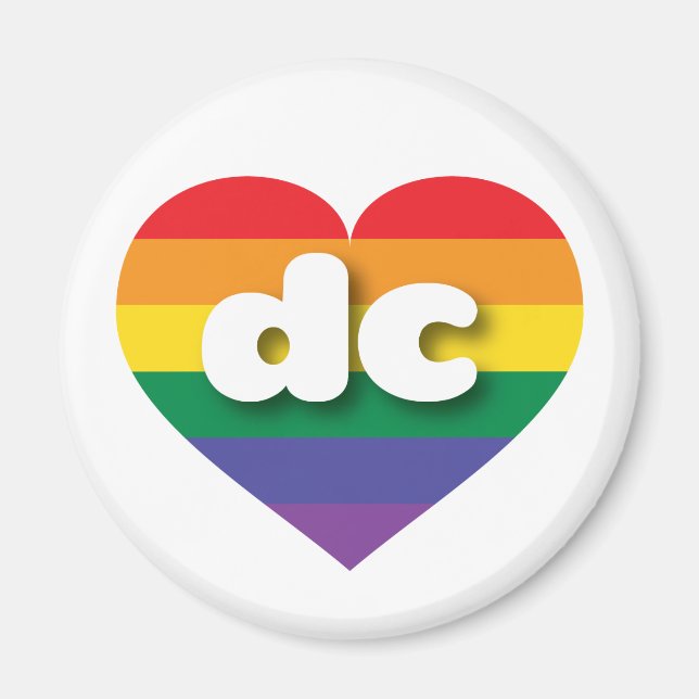 Aimant J'aime DC Gay pride Rainbow Heart (Devant)