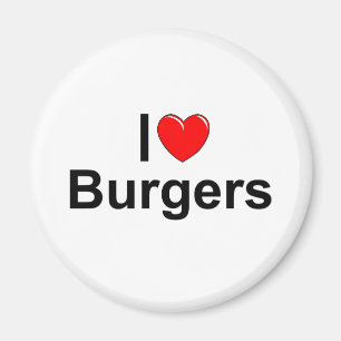 Aimant J'aime des hamburgers (de coeur)