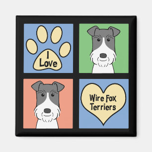 Aimant J'aime des terriers de Fox de fil