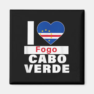 Aimant J'aime Fogo Cabo Verde Avec Le Drapeau Du Cap-Vert