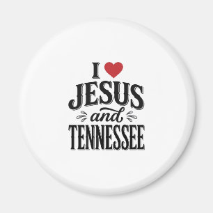 Aimant J'aime Jésus et Tennessee Vintage Design Chrétien
