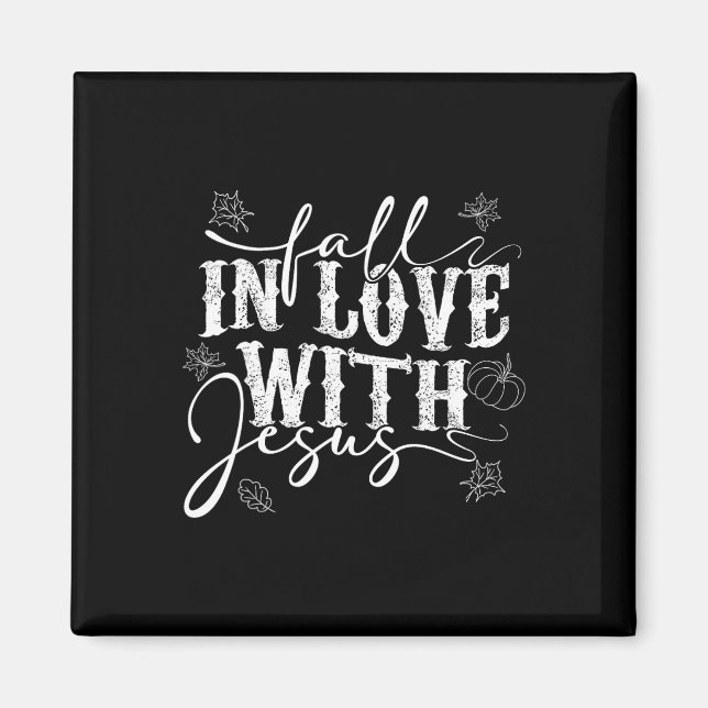 Aimant J'Aime Jésus Tombe Feuilles Et Citrouille Automne  (Devant)