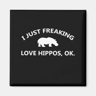 Aimant J'Aime Juste Freaking Aimer Hippopotames Cadeau