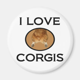 Aimant J'aime le bout de corgi de Corgis