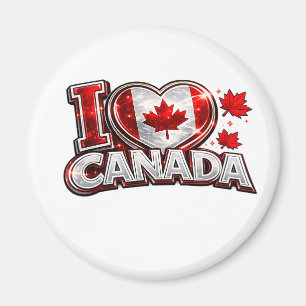 Aimant J'aime le Canada Supporter de soccer patriotique