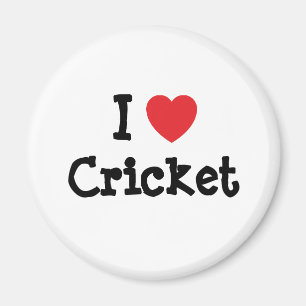 Aimant J'aime le coeur de cricket personnalisé