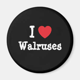 Aimant J'aime le coeur de Walruses personnalisé
