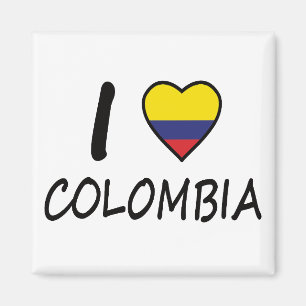 Aimant J'aime le drapeau colombien