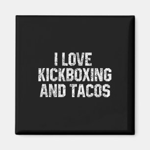 Aimant J'aime le kickboxing et les tacos drôle kickbox ar