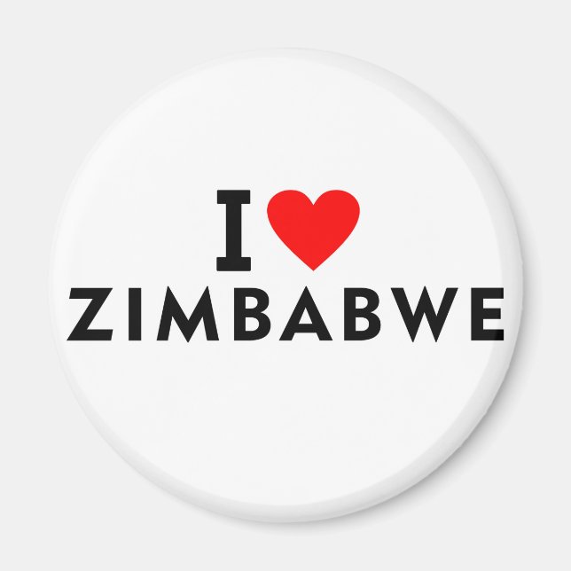 Aimant J'aime le pays du zimbabwe comme voyage de coeur t (Devant)