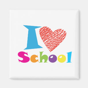 Aimant J'Aime L'École. Retour À L'École. Cartoon Coeur mi