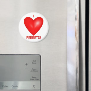 Aimant J'aime les furets au coeur rouge