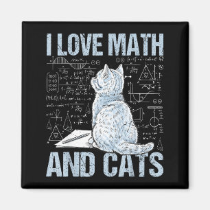 Aimant J'aime les maths et les chats Prof de science Étud