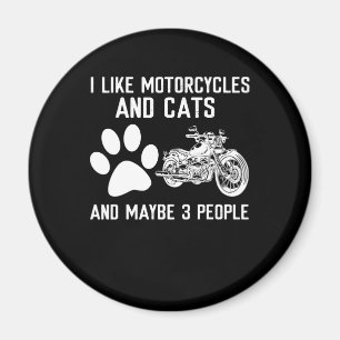 Aimant J'Aime Les Motos Et Les Chats Drôle Don D'Art