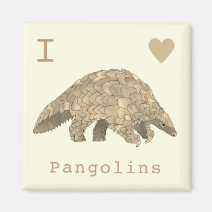 Aimant J'aime les pangolins espèce animale mignonne en vo