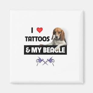 Aimant J'Aime Les Tatouages Et Mon Chien Beagle Tatouage