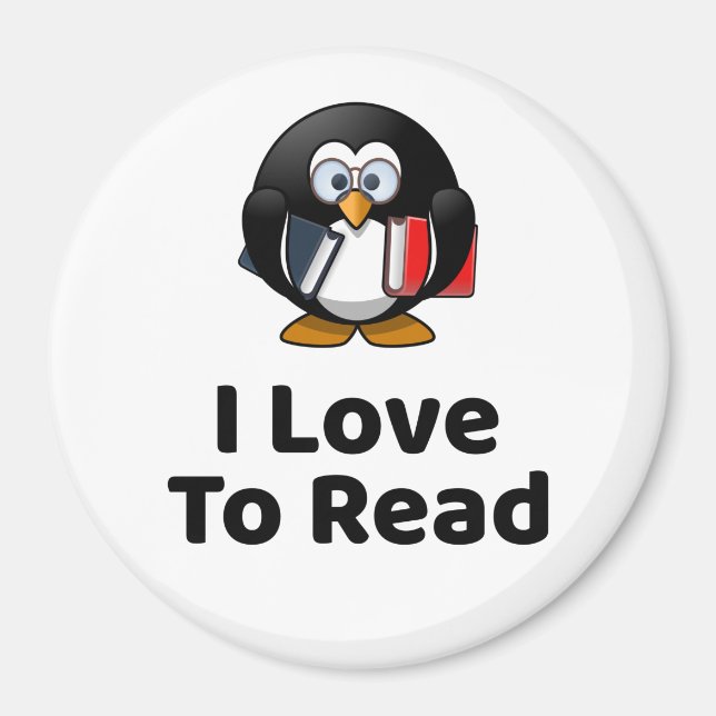 Aimant J'Aime Lire Pingouin Lecture Drôle (Devant)