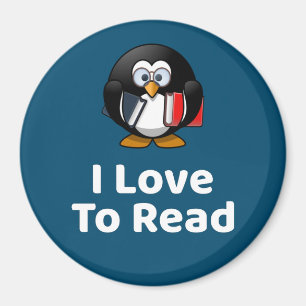 Aimant J'Aime Lire Pingouin Lecture Drôle