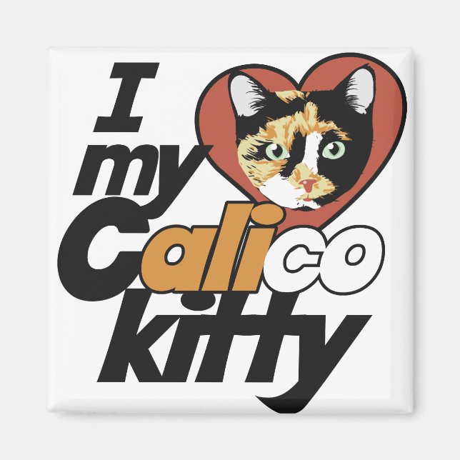 Aimant J'aime ma Calico Kitty (Devant)