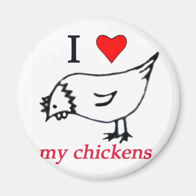 Aimant J'aime mes poulets (Devant)