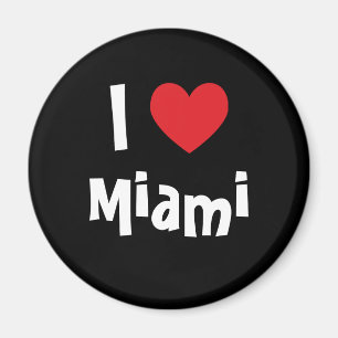 Aimant J'aime Miami Red Heart White sur Black