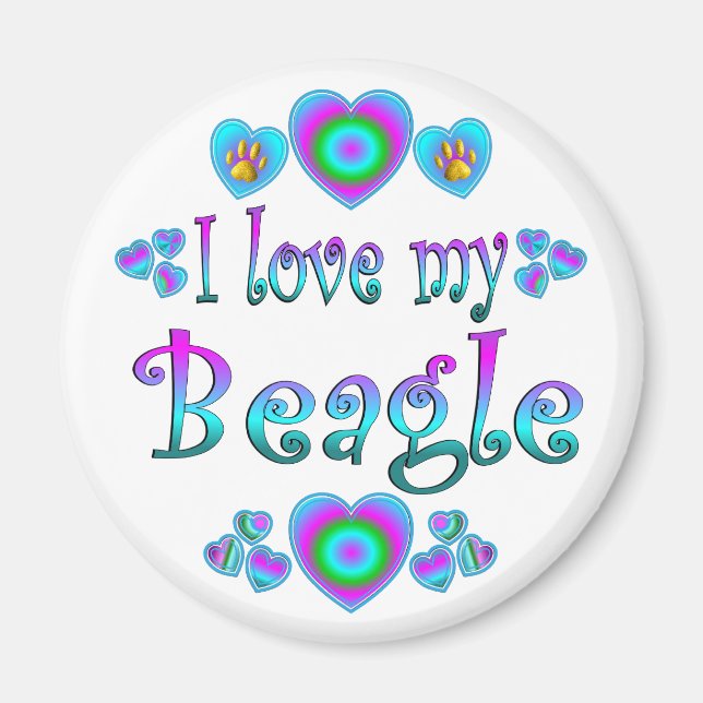 Aimant J'aime mon Beagle (Devant)