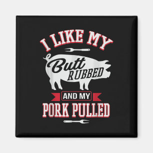 Aimant J'Aime Mon Beurre Et Mon Porc Tiré Funny Gri