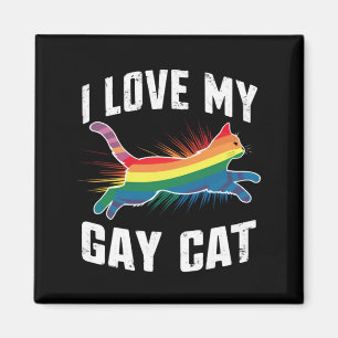 Aimant J'Aime Mon Chat Gay Funny Rainbow Pride Lgbt